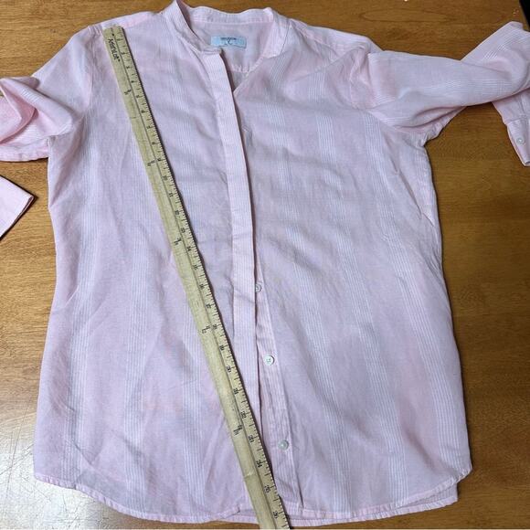 Untuckit for Her Kathryn Linen Blend Button Front Long Sleeve Shirt Size 6 Pink - Picture 9 of 11
